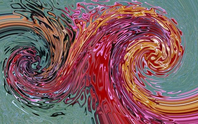 Abstract art of merging colours by Evelyn Simon