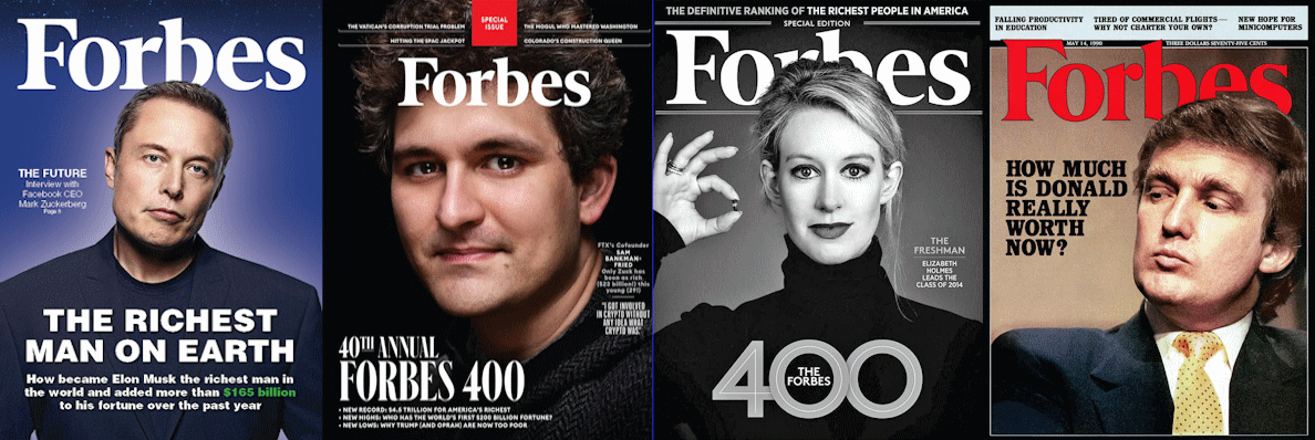 Forbes magazine covers of Vapourware CEOs